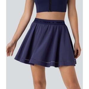 Halara Breezeful High Waisted Perforated Side Pocket Flare Mini Yoga Skirt Small